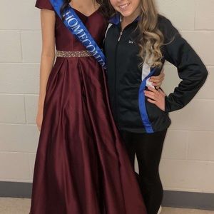 Burgundy Off the Shoulder prom dress